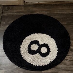Round Black & Cream 8-Ball Rug